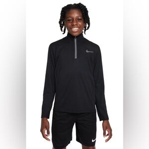 New - Nike Dri-Fit Poly 1/4 Zip Long Sleeve Boys in Black